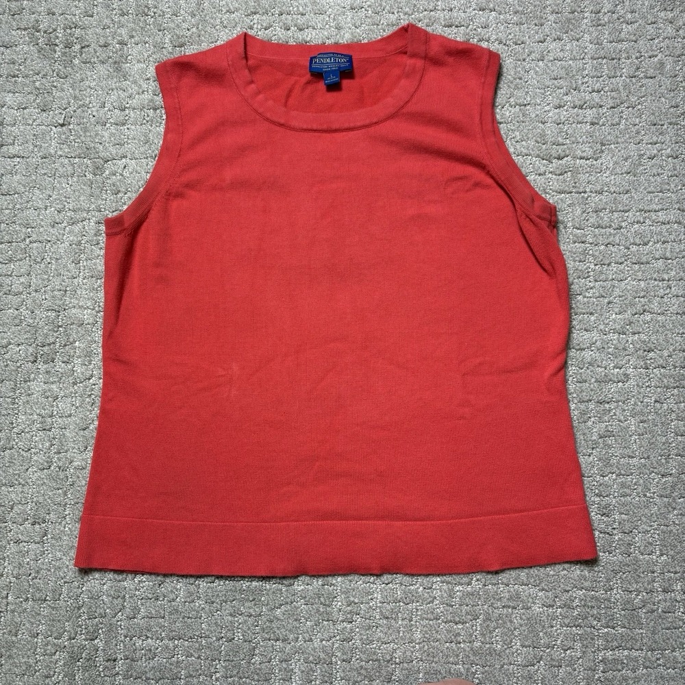 Pendleton Vintage Minimalist Sleeveless Knit Orange Tank Top Size L Petite